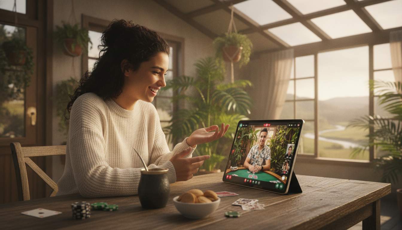Mujer disfrutando del casino en vivo